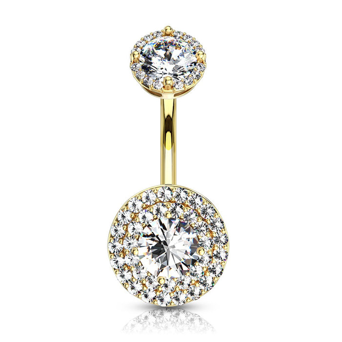 Internally Threaded Double Tier Belly Ring-Gold Plated