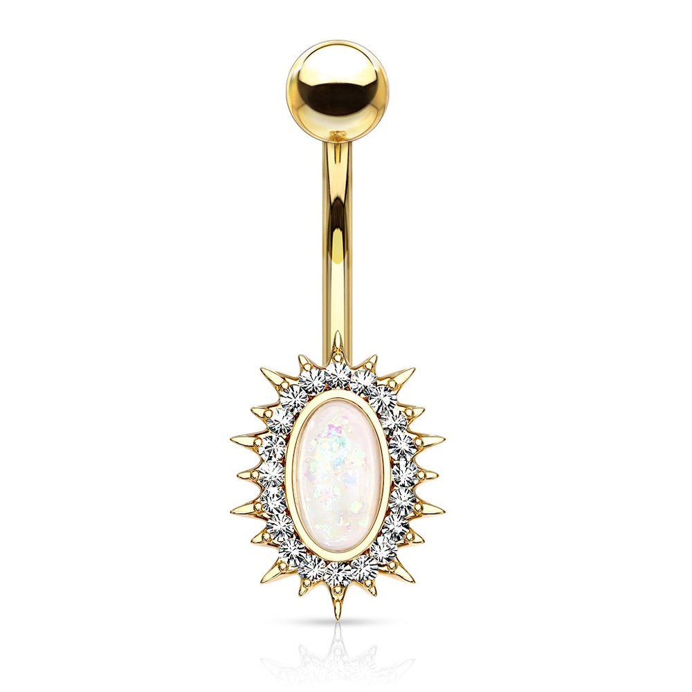 Sunburst Golden Opal Belly Ring