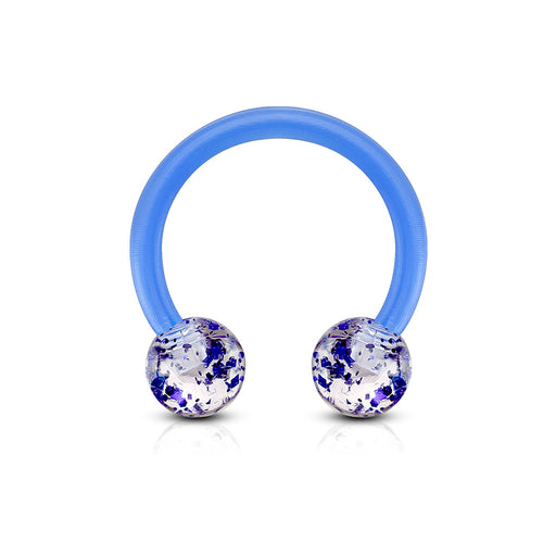 Blue Ultra Glitter Acrylic Circular Barbell/Horseshoe Piercing