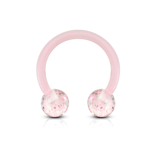 Pink Ultra Glitter Acrylic Circular Barbell/Horseshoe Piercing