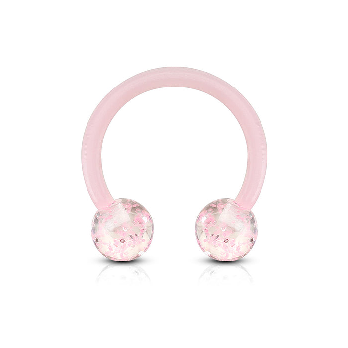 Pink Ultra Glitter Acrylic Circular Barbell/Horseshoe Piercing