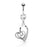 Double Heart Clear Belly Ring