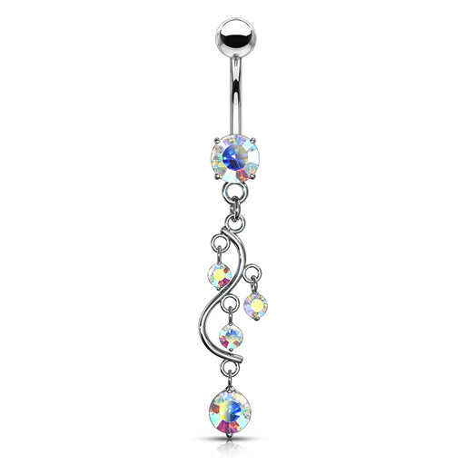 Iridescent CZ Vine Belly Ring