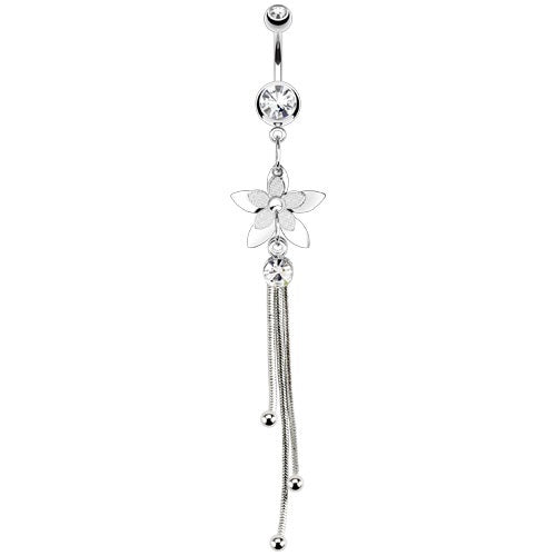 Long Layered Flower Belly Ring