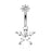 Marquise CZ Petals Flower Belly Ring - Silver