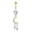 Dangling Moon and Star Belly Ring Gold Plated