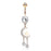 Dangling Moon and Star Belly Ring Rose Gold