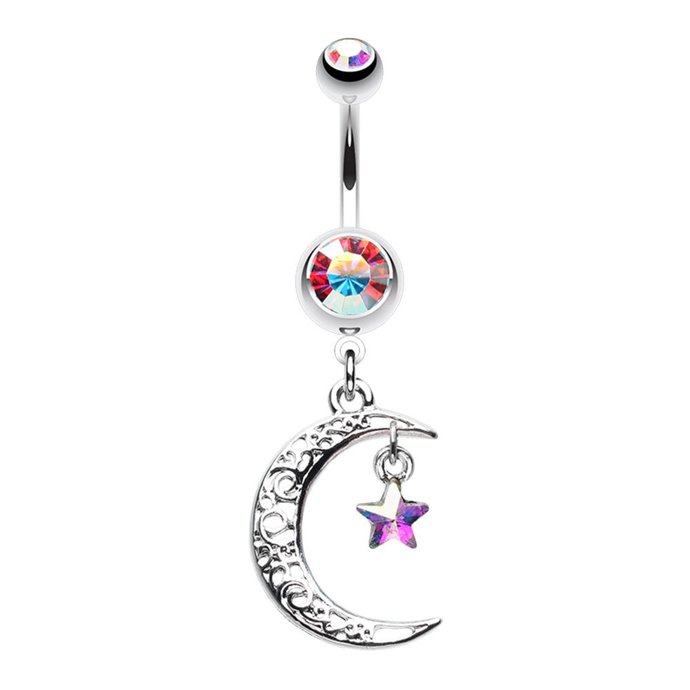 Moon and Star Belly Ring