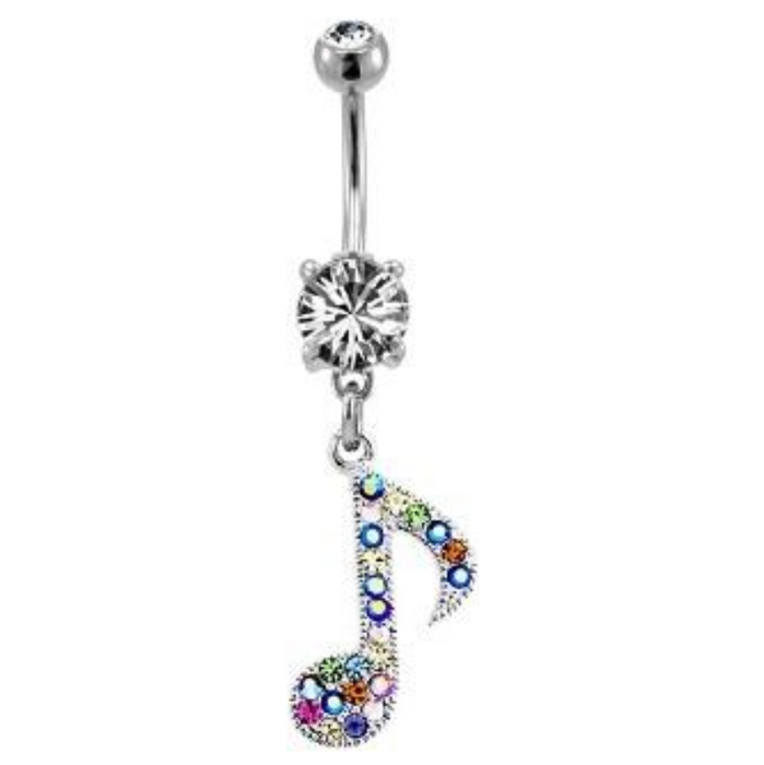 Multicolored Music Note Belly Ring