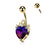 Heart Crystal Filigree 316L Surgical Steel Belly Button Ring