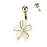Gold CZ White Flower Belly Button Ring