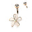 Rose Gold CZ White Flower Belly Button Ring