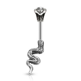 Poisonous Cobra Snake 316L Surgical Steel Belly Button Ring