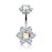 Double 7 CZ Internally Threaded Iridescent Flower Belly Button Ring