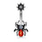 Red Spider and Web with CZ Belly Ring