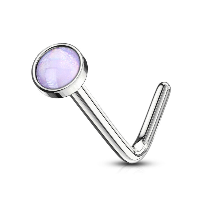 AZARIO London Five Synthetic White Opal 316L Surgical Steel 14 Gauge Clicker Septum Nose Ring Piercing AZARIO London Five Synthetic White Opal 316L Surgical Steel 14 Gauge Clicker Septum Nose Ring Piercing