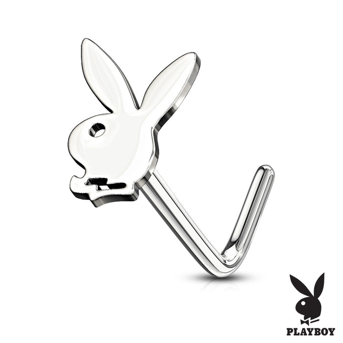 20 Gauge Playboy Bunny Top 316L Surgical Steel Nose L Bend Stud Rings