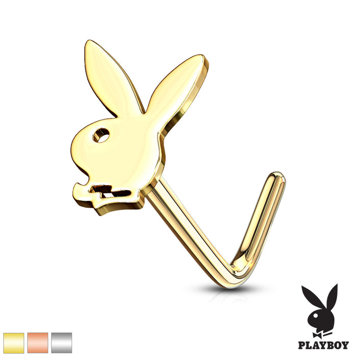 20 Gauge Playboy Bunny Top 316L Surgical Steel Nose L Bend Stud Rings