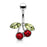 14 GA Cherry CZ Surgical Steel Belly Ring