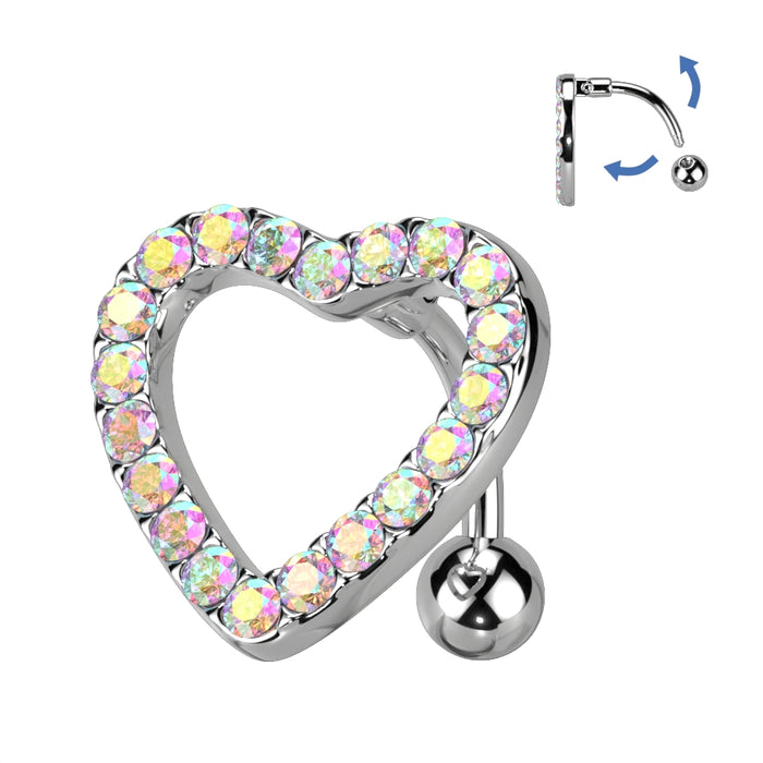 Iridescent Heart Shield Belly Button Ring