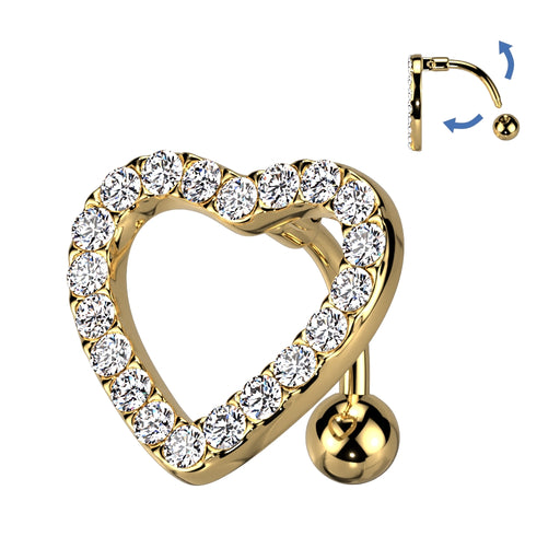 Gold Heart Shield Belly Button Ring