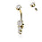 Triple CZ Round Cluster Gold Internally Threaded Belly Ring