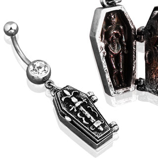 Coffin Dangle with Gem Belly Ring
