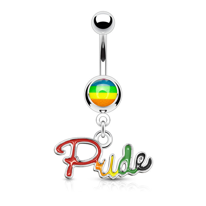 Rainbow Gay Pride Dangle Belly Ring