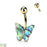 Abalone Shell Covered Butterfly Belly Button Ring