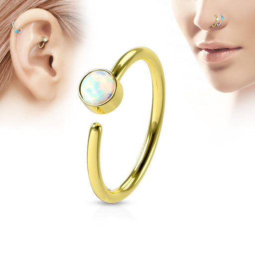 White Opal Hoop Ring