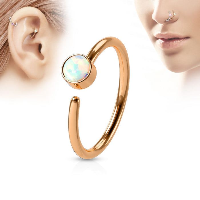 Rose Gold Opal Hoop Ring