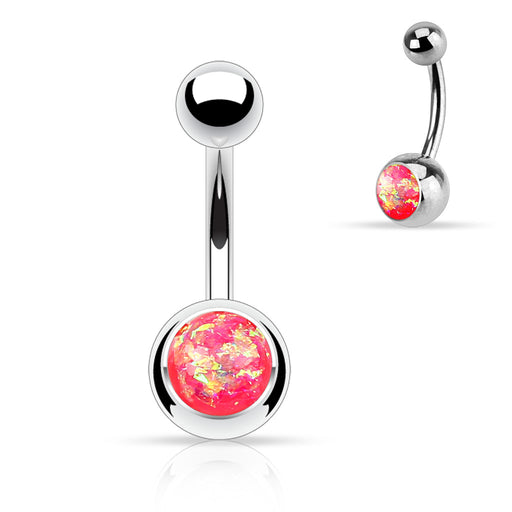 Pink Opal Glitter Belly Ring