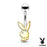 Playboy Belly Ring with Clear Gems Gold Plated