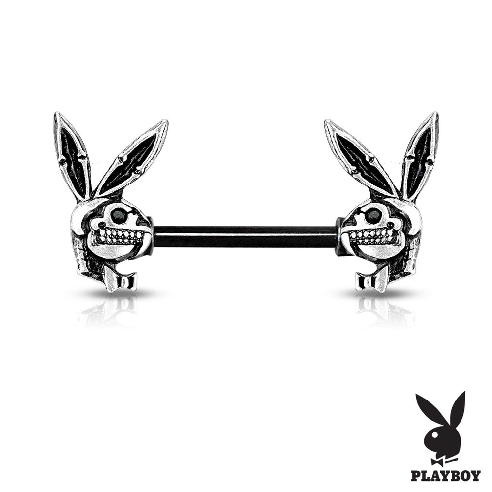 Playboy Bunny Skull Ends Nipple Barbell