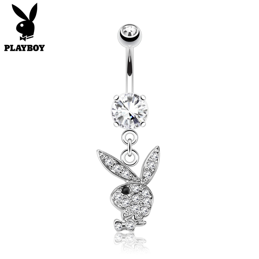 Playboy Bunny Black Eye Dangling Belly Ring