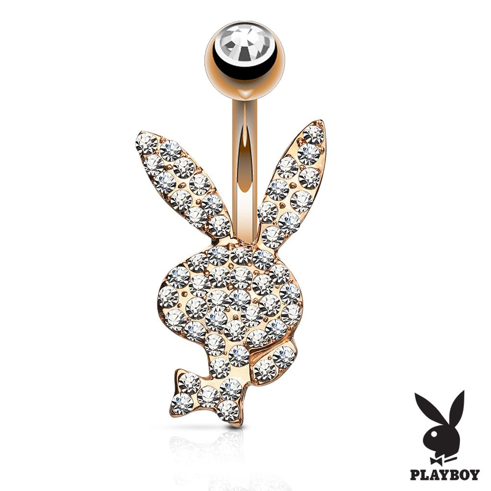 Rose Gold Clear Playboy Belly Ring