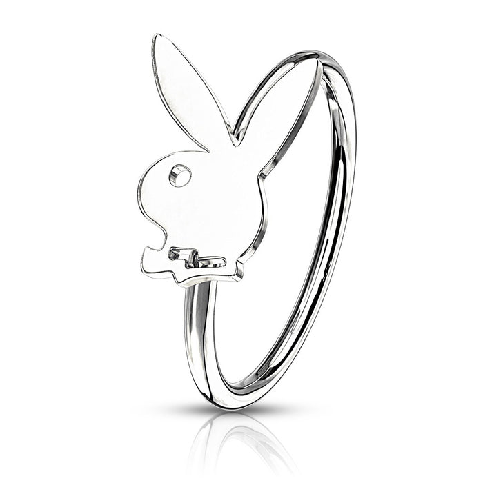Playboy Bendable Hoop Nose Ring Silver