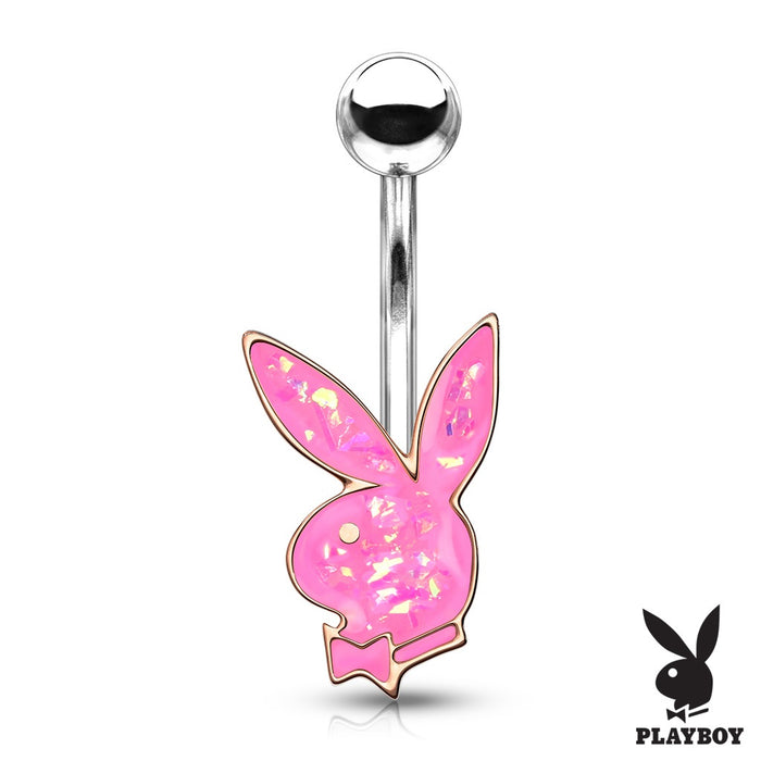 Pink Opal Glitter Playboy Belly Ring