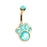 Opal Paw Print Belly Ring Golden