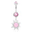 Pink Sun Opal Glitter Belly Ring