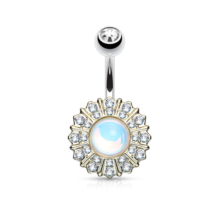 Reflecting Stone Flower GP Belly Ring