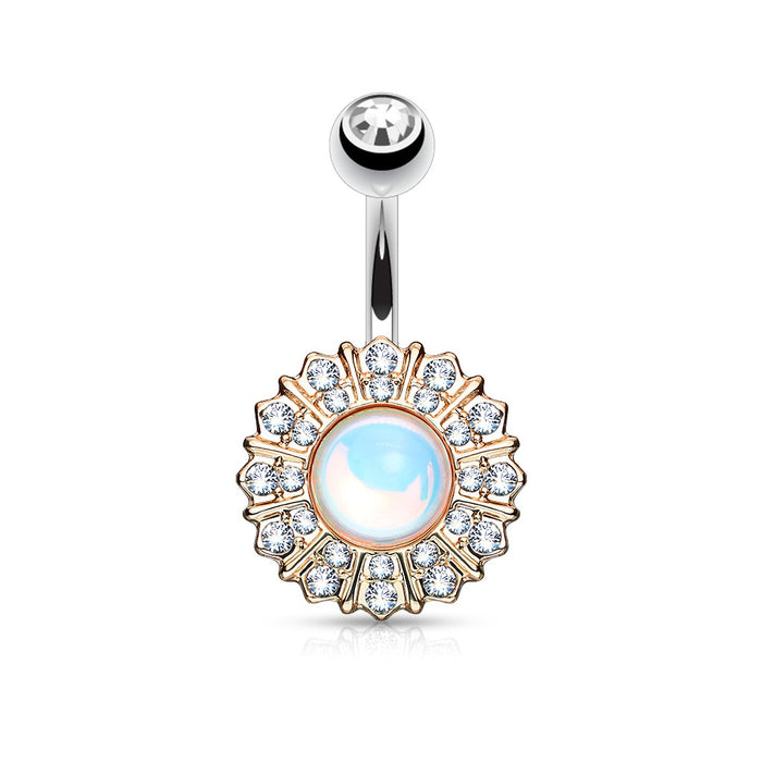 Reflecting Stone Flower RG Belly Ring