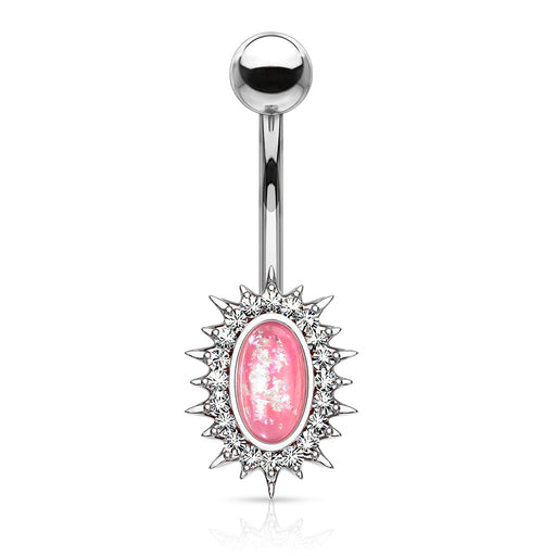 Sunburst Pink Opal Belly Ring