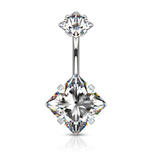 CZ Prong Set Internally Threaded Belly Ring Clear