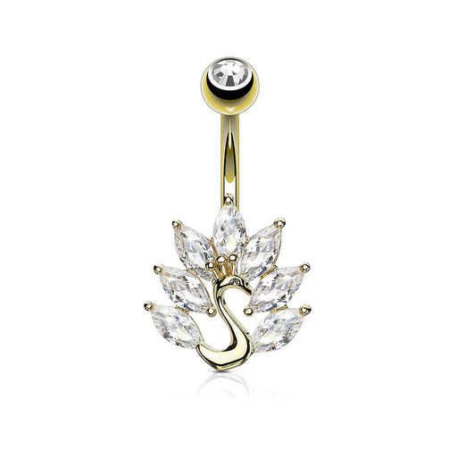 Marquise Peacock Belly Ring - Gold