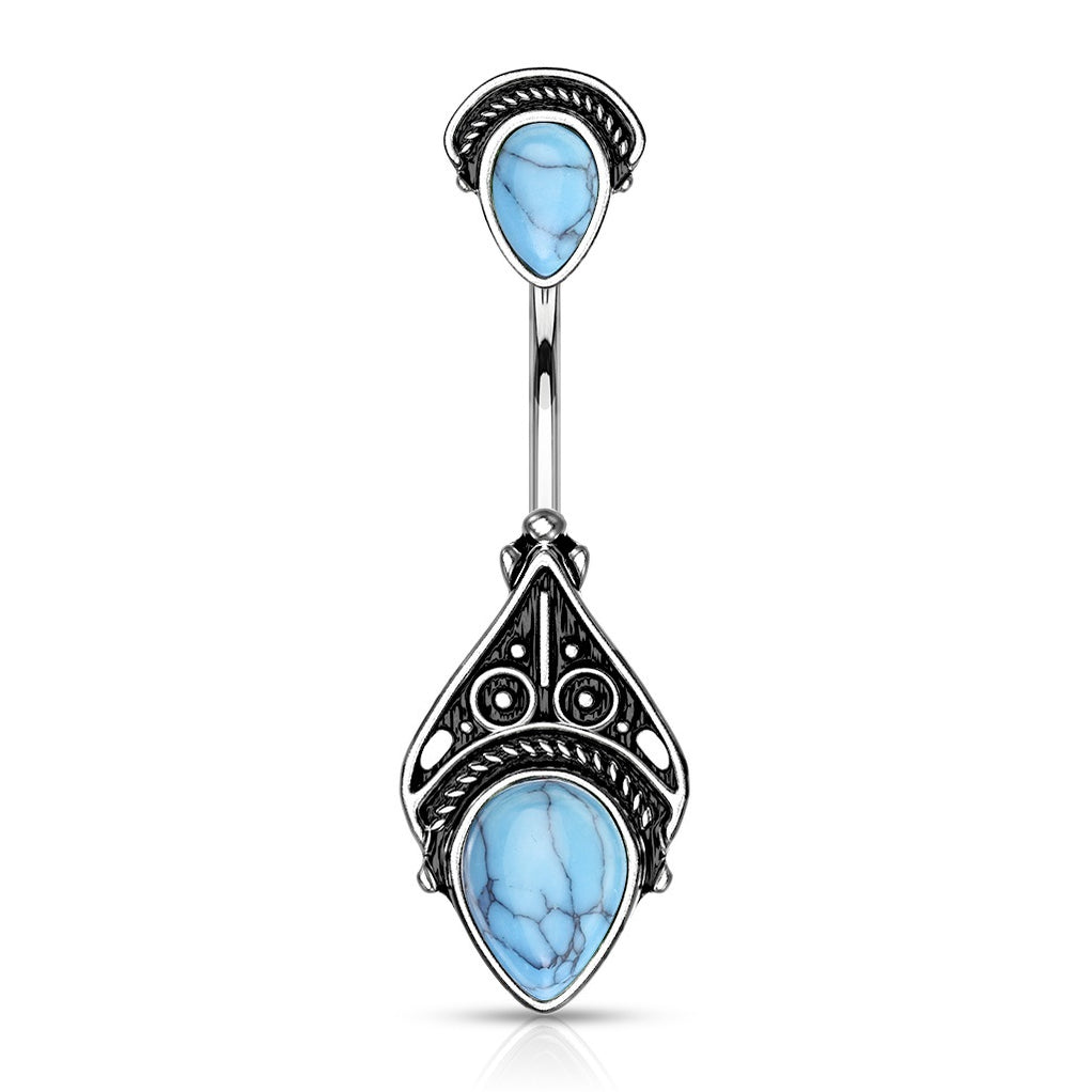 Turquoise Vintage Filigree Belly Ring Navel Piercing Jewelry & Belly ...