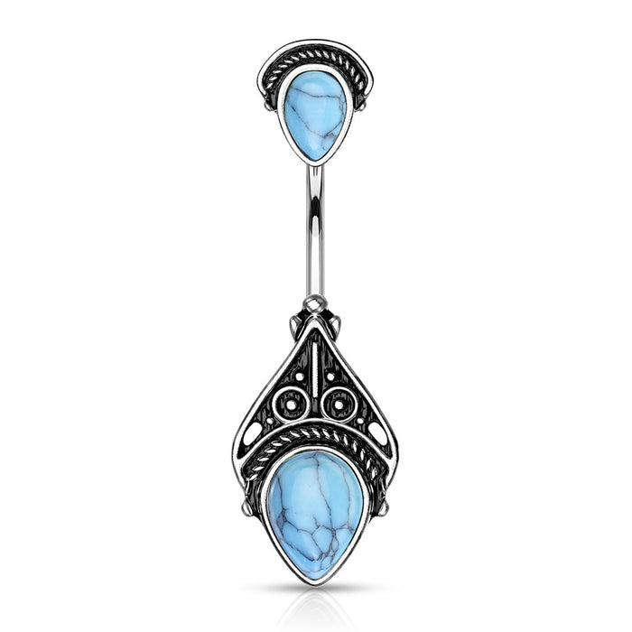 Turquoise Vintage Filigree Belly Ring