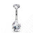 Titanium Internally Threaded Top Prong Set Pear Clear Belly Ring