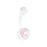 White Glitter Double Opal Bio Flexible Belly Ring