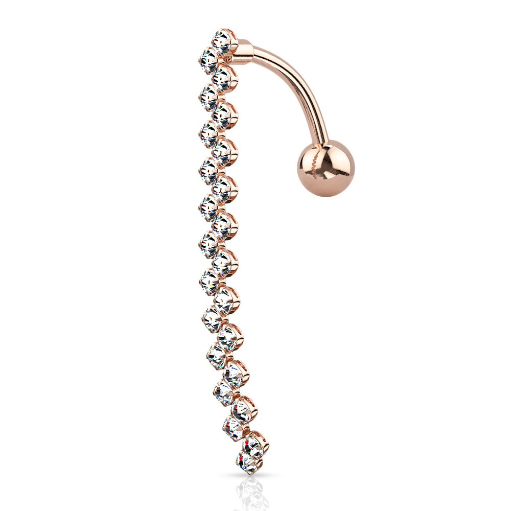 Zig Zag Line Top Drop Belly Ring - Rose Gold